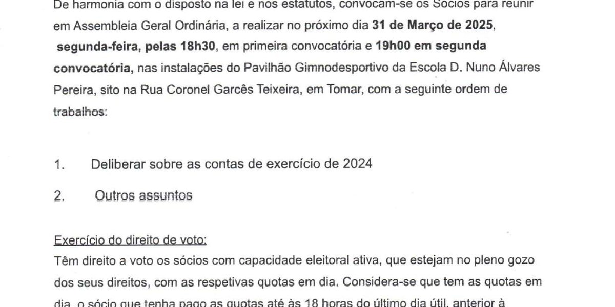 Convocatória Assembleia Geral Ordinária 2025-03-31