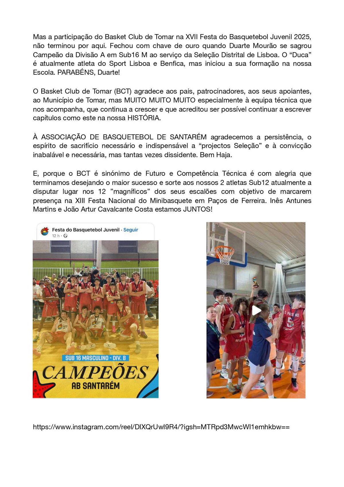 FESTA DO BASQUETEBOL JUVENIL 2025- Continuação