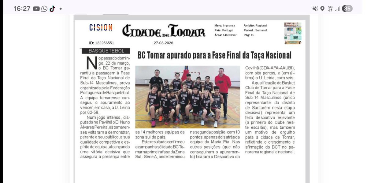 BC Tomar apurado para a Fase Final da Taça Nacional