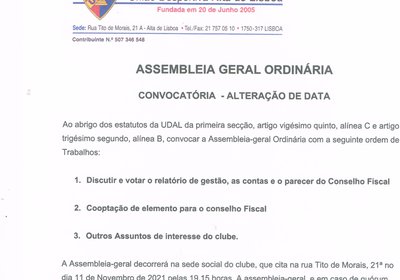 Remarcação de Assembleia Geral