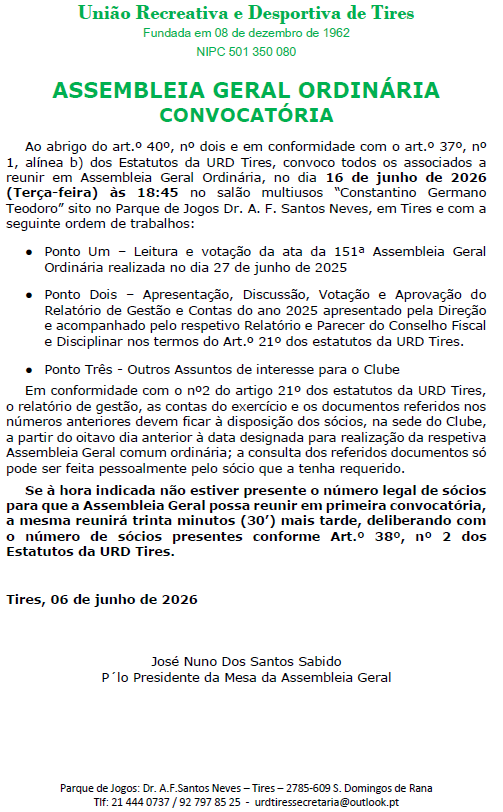 Assembleia geral ordinária convocatória