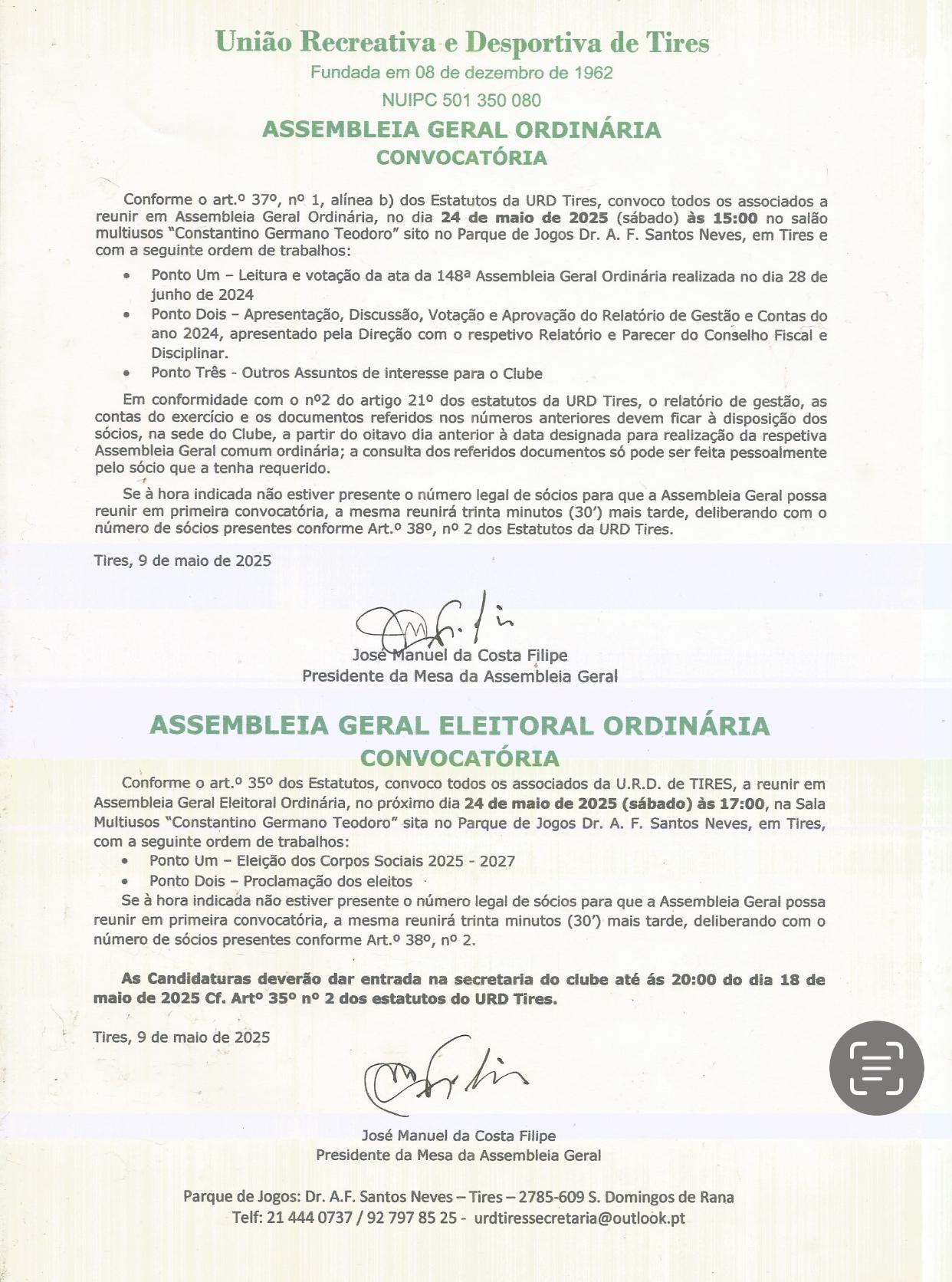 Assembleia Geral - Convocatória Eleitoral